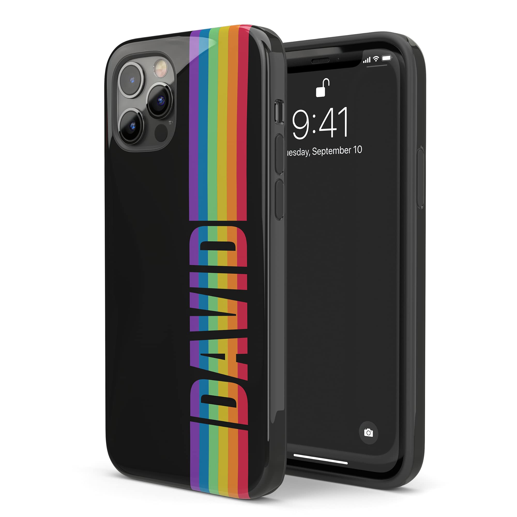 Custom LGBTQ Pride Rainbow Phone Case with Personalized Name - Compatible with iPhone 16 Plus, 15 Pro Max, 14, 13 Mini, 12, 11, X/XS Max, XR, 7/8 - Perfect for Pride Events, Daily Use & Gift Giving