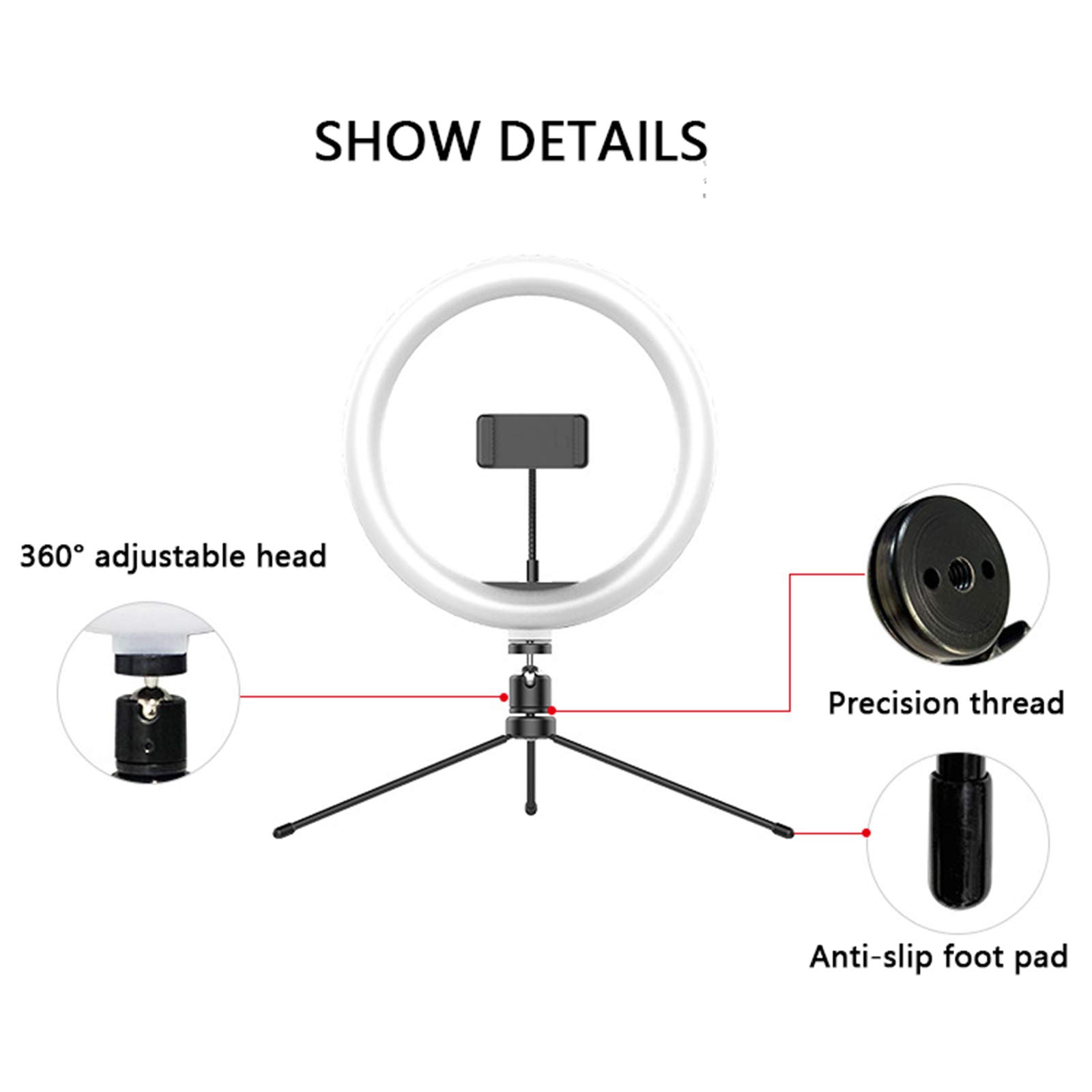 10 Inch Ring Light with USB Tripod Stand - Dimmable Desktop Fill Light for Selfie, Live Streaming, TikTok, YouTube & Video Calls - Perfect for Makeup, Beauty, Gaming & Content Creation