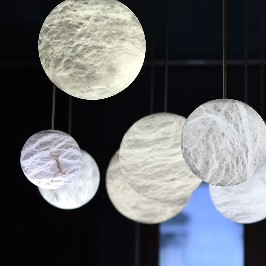 Luna Pendant Light - Modern Scandinavian Glass Hanging Lamp for Kitchen Island, Dining Room & Bedroom Lighting