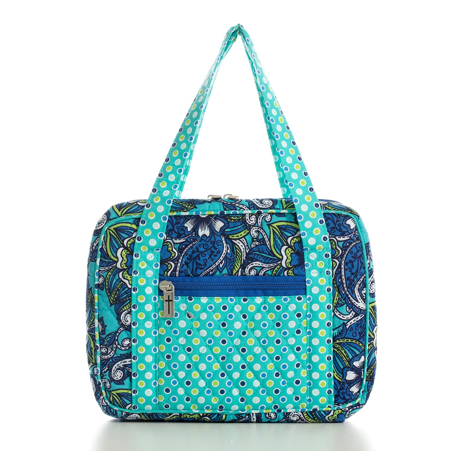 DIWI Quilted Bible Cover Large 10x7x2.75in - Blue Book Case for Church & Travel