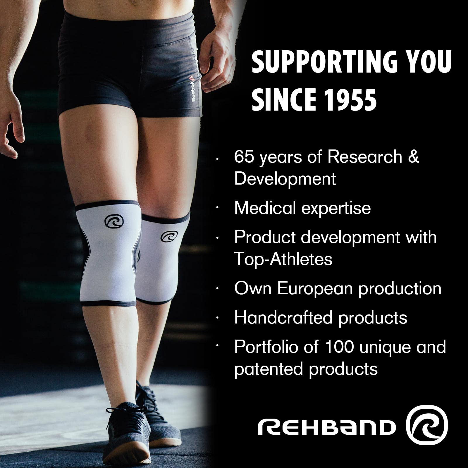 Rehband Black Lower Back Support Belt - 5mm SBR/Neoprene Lumbar Brace for Pain Relief & Spine Stabilization - Medium Size for Men & Women - Ideal for Weightlifting, CrossFit, Workouts & Daily Activities