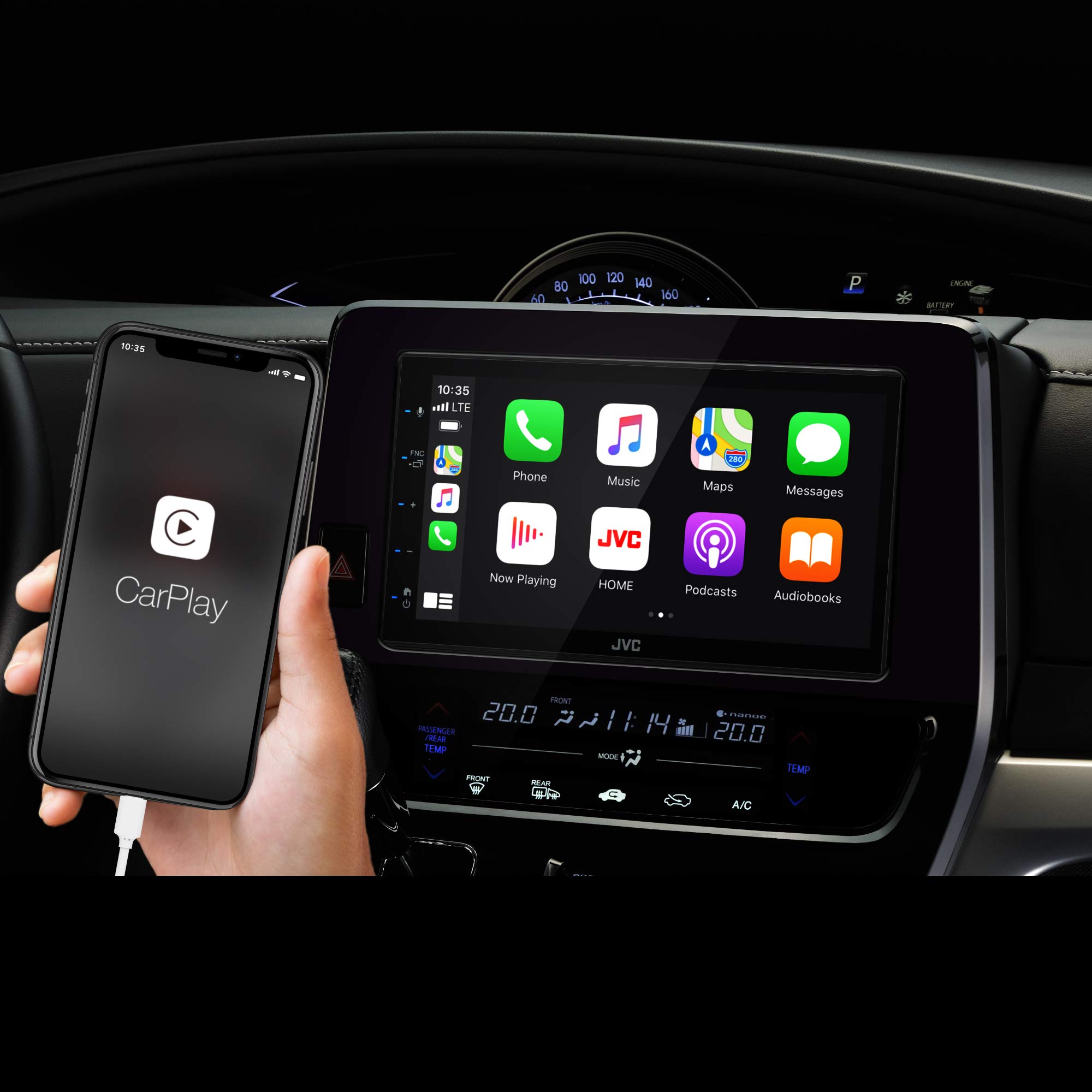 JVC KW-M565DBT Double DIN Car Stereo with Apple CarPlay & Android Auto - Bluetooth Calling, DAB Radio & Music Streaming for Seamless Hands-Free Driving & Entertainment