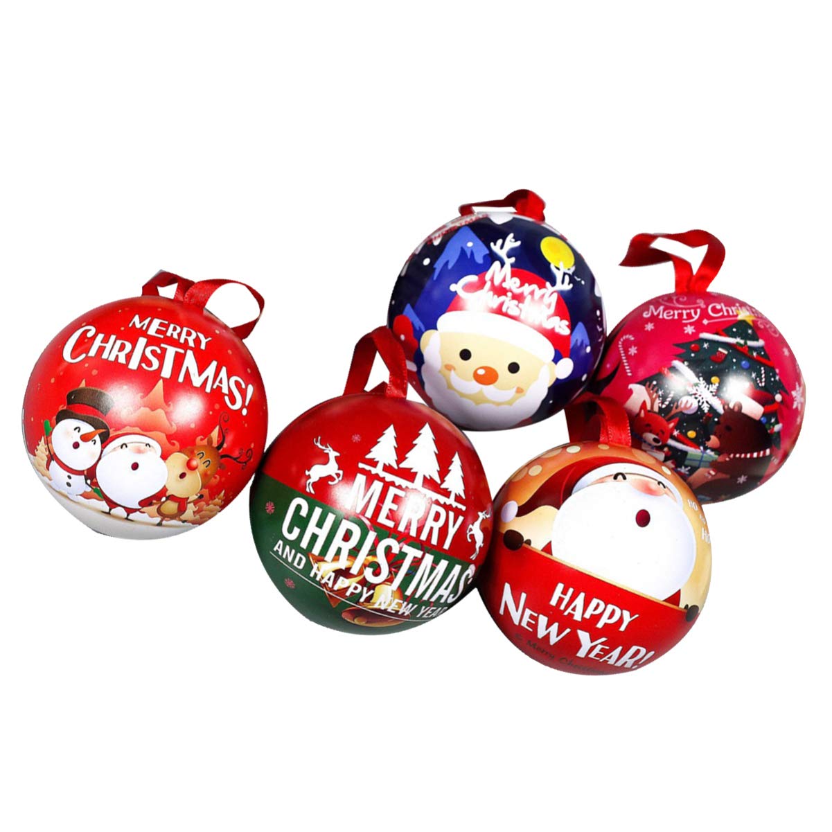 Kisangel Christmas Tinplate Candy Ball Box - Hanging Ornament for Christmas Tree Decoration, Detachable Candy Storage, Xmas Tree Pendant (Random Style) | Perfect for Holiday Parties, Gift Exchange & Festive Home Decor