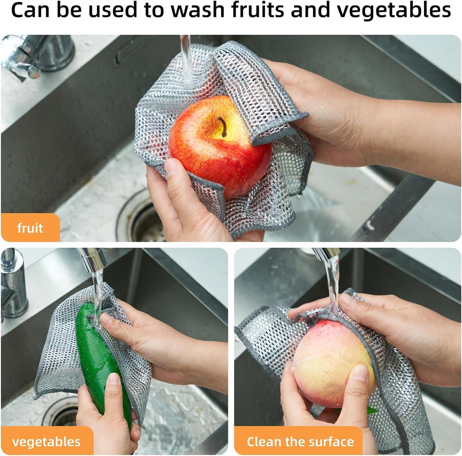 10 Pack SHAYONAM Non-Scratch Wire Dishcloths - Reusable Multipurpose Dishwashing Rags for Wet & Dry Cleaning - Easy Rinse Kitchen Cleaning Cloths for Sinks, Pots, Pans & Countertops - Perfect for Daily Dishwashing & Tough Stain Removal