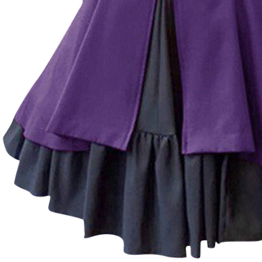 Women's Lolita Gothic Vintage Bow Ruffle Steampunk Dress - Long Sleeve Renaissance Cosplay Costume for Halloween, Anime Conventions & Victorian Themed Parties