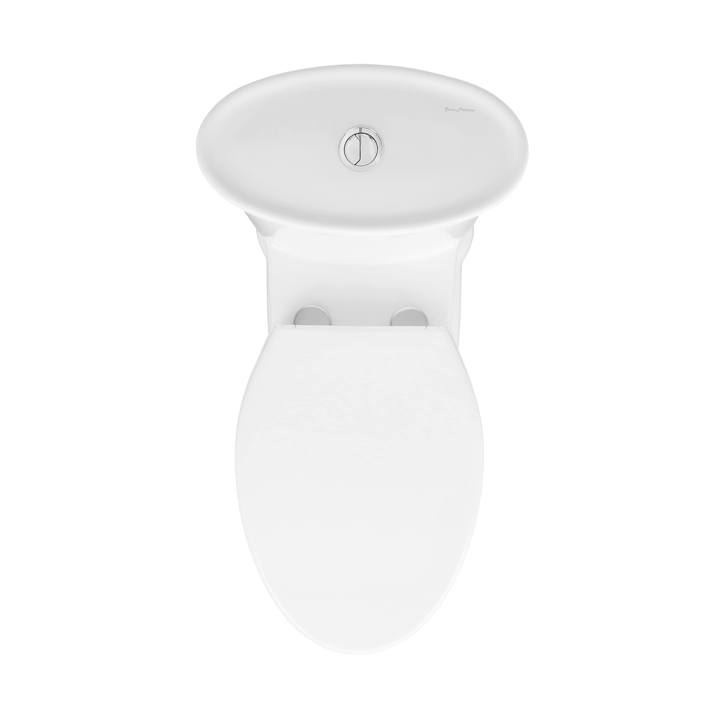 Santorini Elongated One-Piece Toilet with Dual Flush 1.1/1.6 GPF - Water Efficient White Bathroom Toilet for Modern Homes & Commercial Spaces
