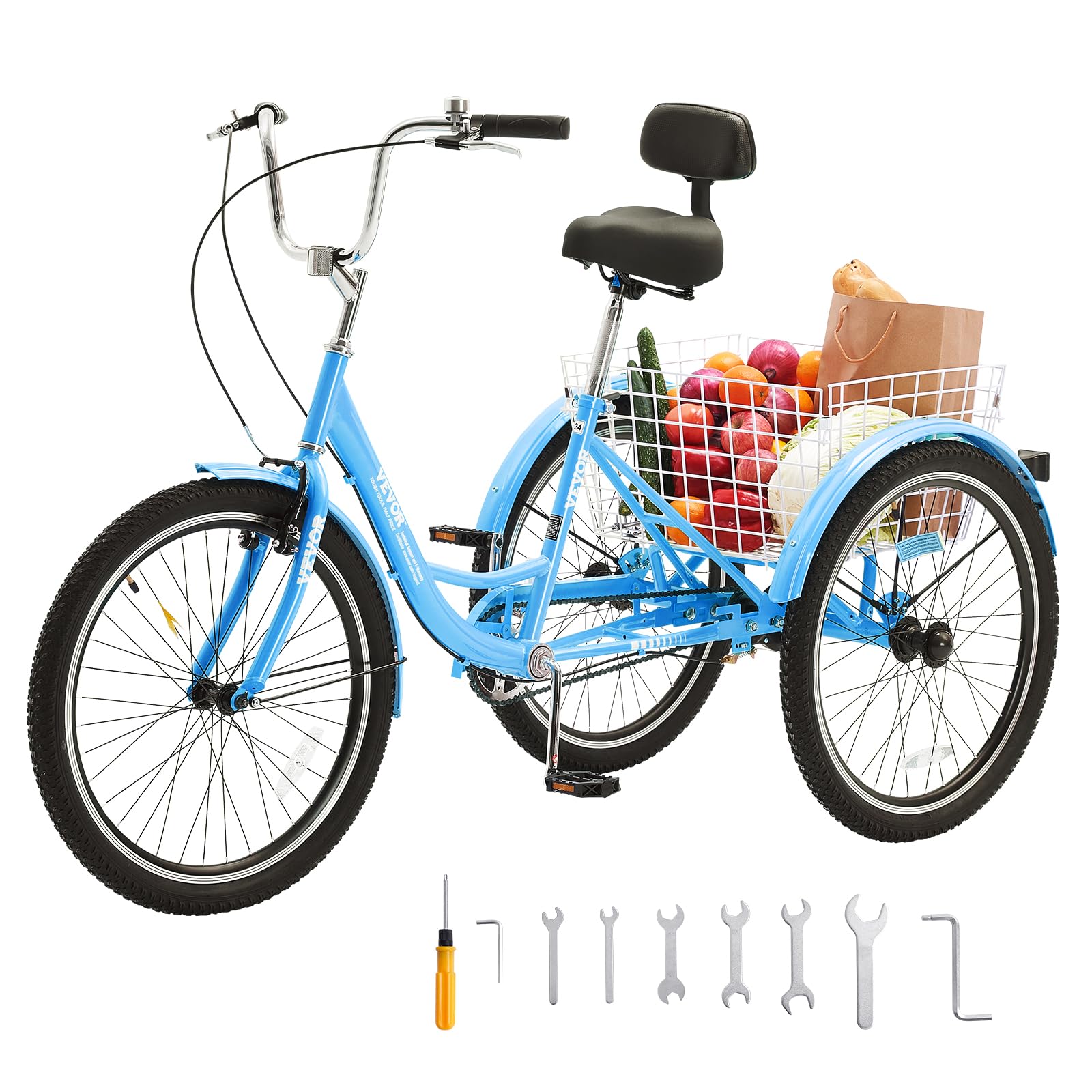 VEVOR Adult Tricycle Bike - 3-Wheel Bicycle for Seniors & Adults - Comfortable & Stable Ride for Exercise, Shopping & Leisure - Perfect for Outdoor Activities, Commuting & Recreation