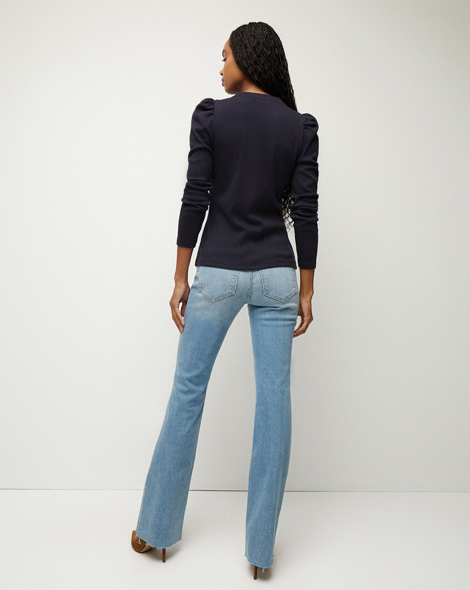 Stylish Dekalb Puff Sleeve Top for Women - Trendy Blouse with Flutter Sleeves - Perfect for Casual Outings, Date Nights & Office Wear