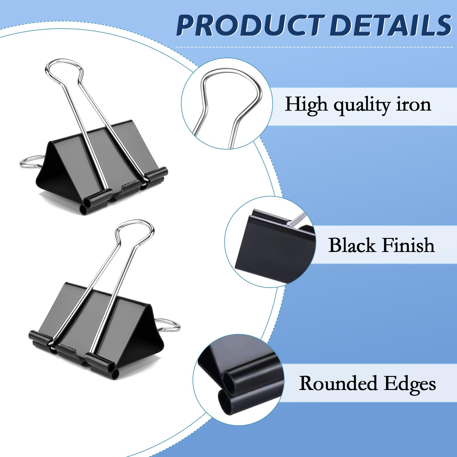 72 Pack Medium Binder Clips 1 Inch - Black Paper Clips for Office, School & Home - Strong Hold Document Clips with Storage Container - Perfect for Organizing Files, Reports & Art Projects