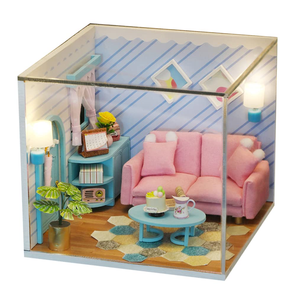 1:24 Scale DIY Wooden Toy House Kit - Mini Bakery Cake House Model with LED Lights for Dollhouse, Home Decor & Gift Ideas | Perfect for Kids, Collectors & Craft Lovers