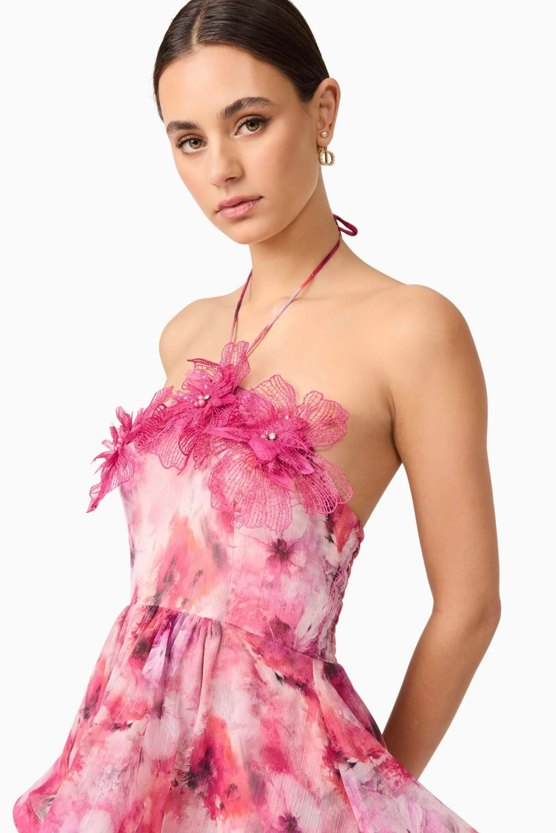 Evalina Floral Mini Dress in Pink - Women's Summer Party Cocktail Dress for Weddings, Dates & Vacations