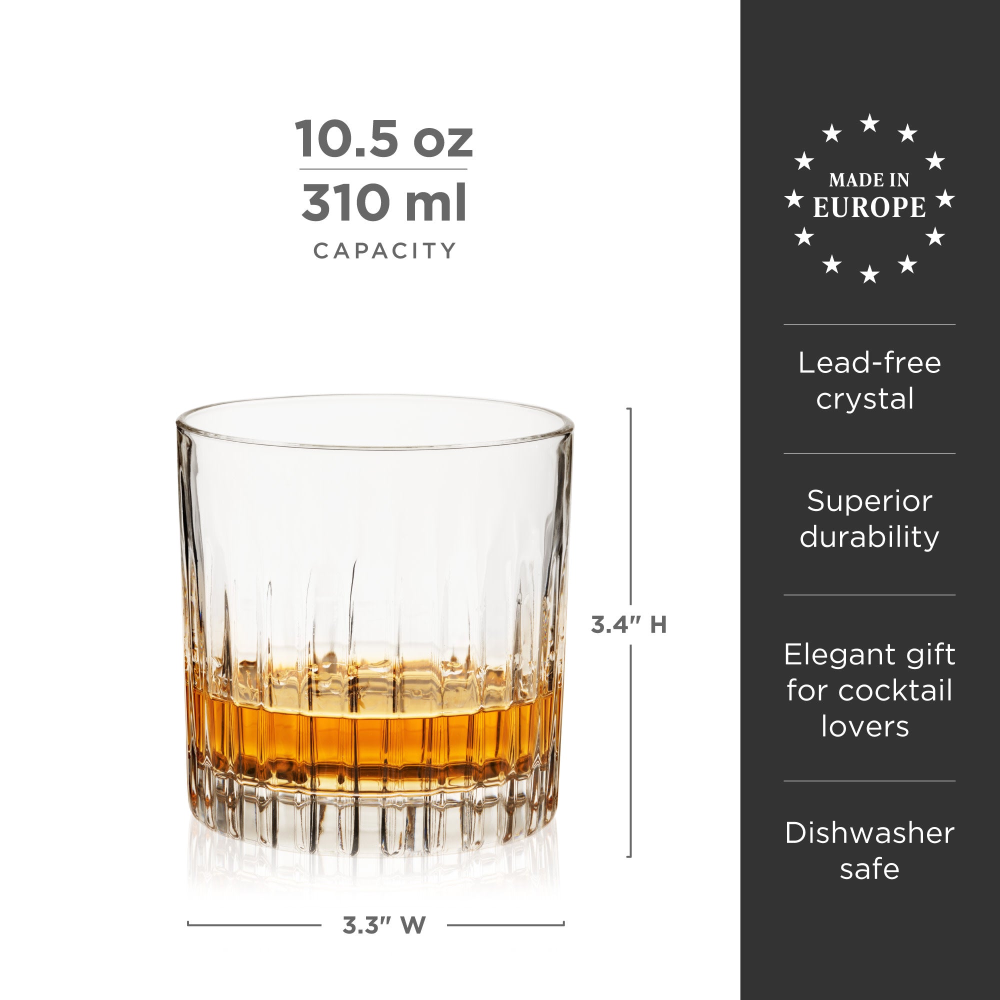 Premium Reserve Milo Crystal Whiskey Glasses Set of 4 - Elegant Barware for Scotch, Bourbon & Cocktails - Perfect for Home Bars, Gifts & Entertaining