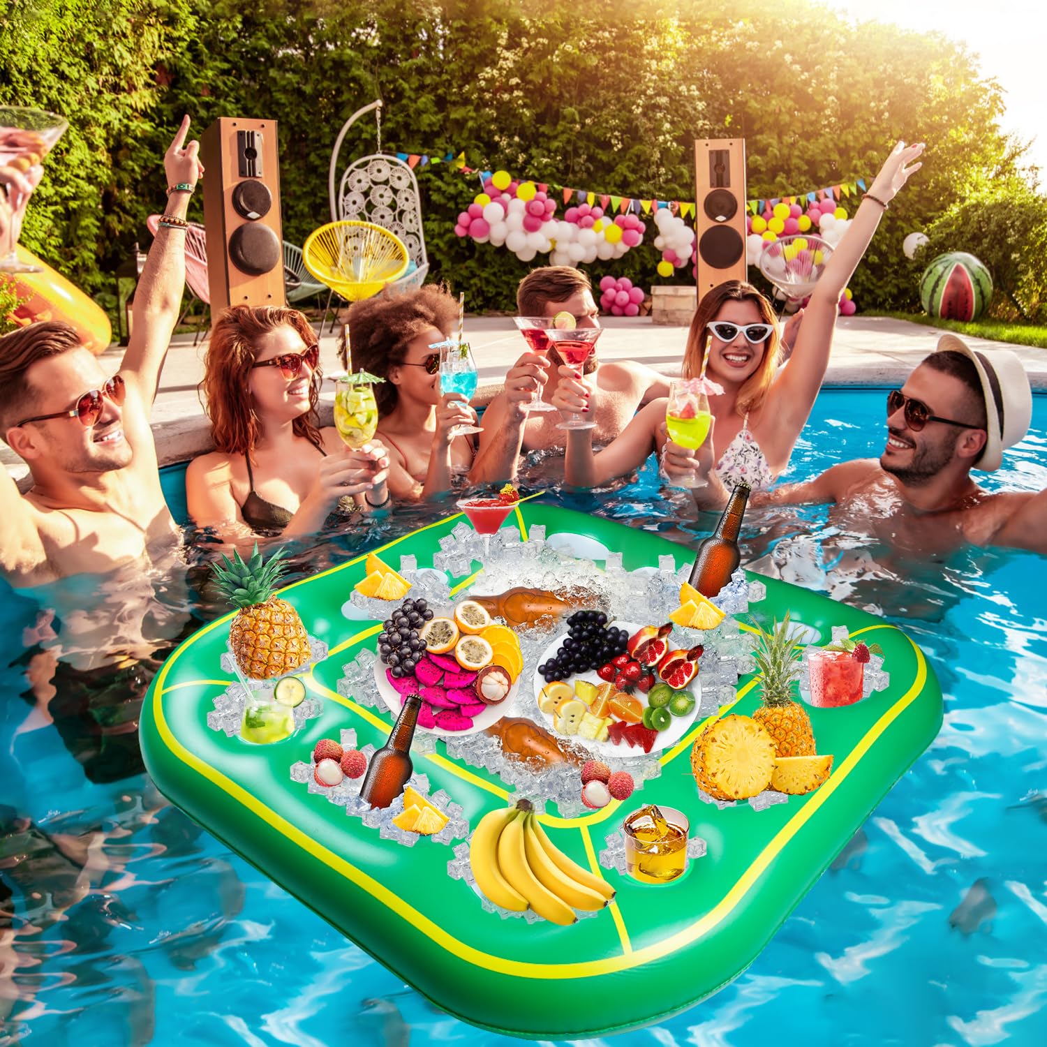 **Digi Floating Pool Games Table for Adults - Durable Foam Pool Accessories, Hot Tub Tray & Inflatable Food Drink Holder - Perfect for Summer Parties, Indoor/Outdoor, Beach & Pool Fun**