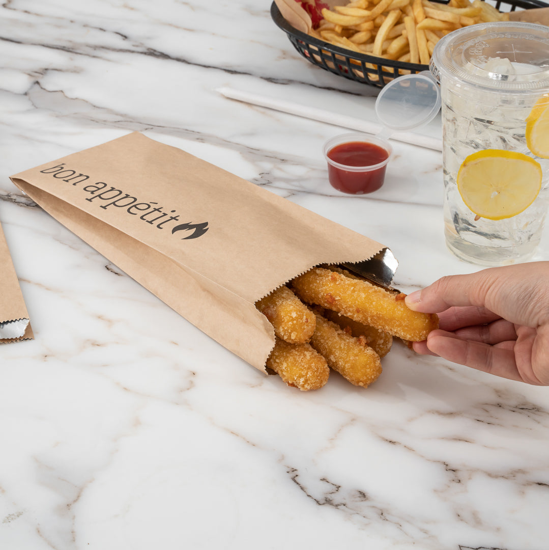 Eco-Friendly Kraft Paper Foil Bags with Bon Appetit Print - Pint Size (4.5