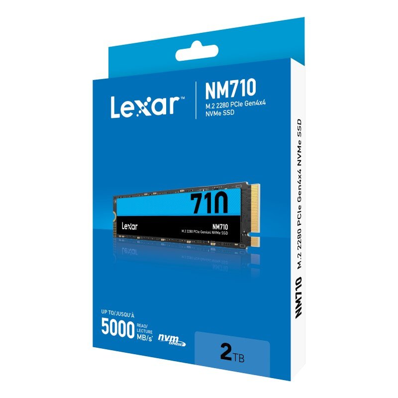 Lexar NM710 2TB PCIe Gen4x4 NVMe SSD - 4850MB/s Read, 4500MB/s Write - M.2 2280 Internal Solid State Drive - Brand New in Retail Box - Perfect for Gaming, Video Editing & High-Performance Computing