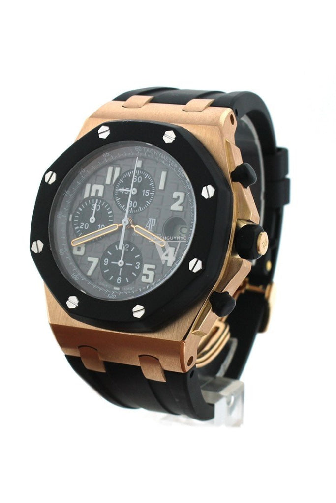 Audemars Piguet Royal Oak Offshore Chronograph Men's Watch - 18kt Rose Gold Case, Black Dial, Black Rubber Strap Ref.26178OK.OO.D002CA.01 - Luxury Sports Watch for Business & Formal Occasions
