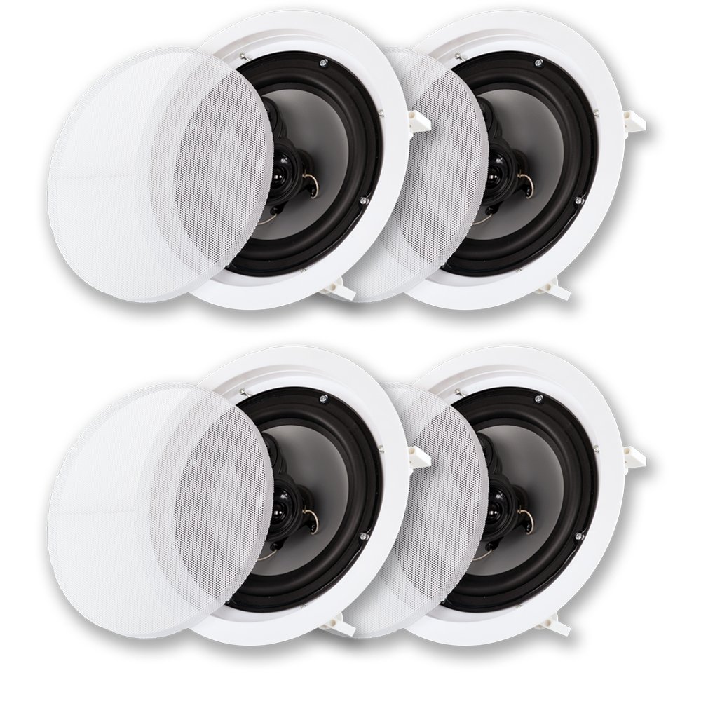 Acoustic Audio CS-IC83 8-Inch In-Ceiling Speakers (2 Pair Pack) - 3-Way Home Theater System with 1400W Power - Perfect for Surround Sound & Whole House Audio Installation