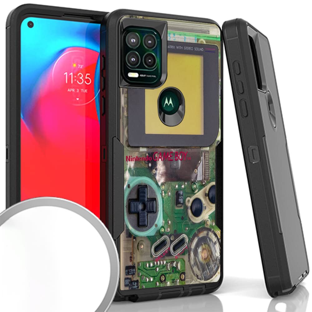 Vintage Gameboy Style Protective Case for Moto G Stylus 5G (2021) - Shockproof Rugged Hybrid Cover with Magnetic Mount | Perfect for Gaming, Outdoor Activities & Daily Use