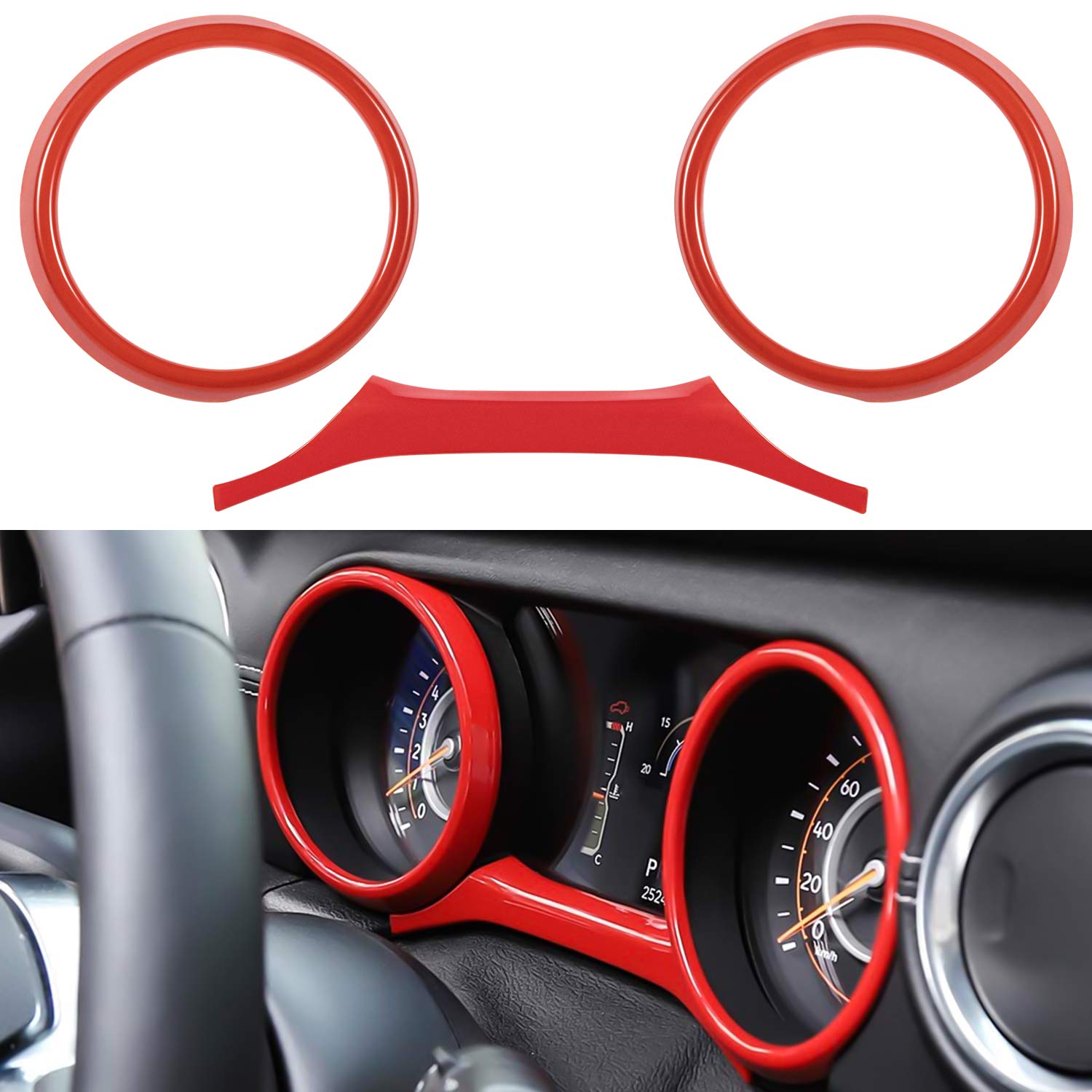 Bonbo Red Dashboard Panel Trim Cover for 2018-2023 Jeep Wrangler JL JLU & Gladiator JT - Interior Accessories Frame Upgrade - Perfect for Off-Roading & Custom Car Styling