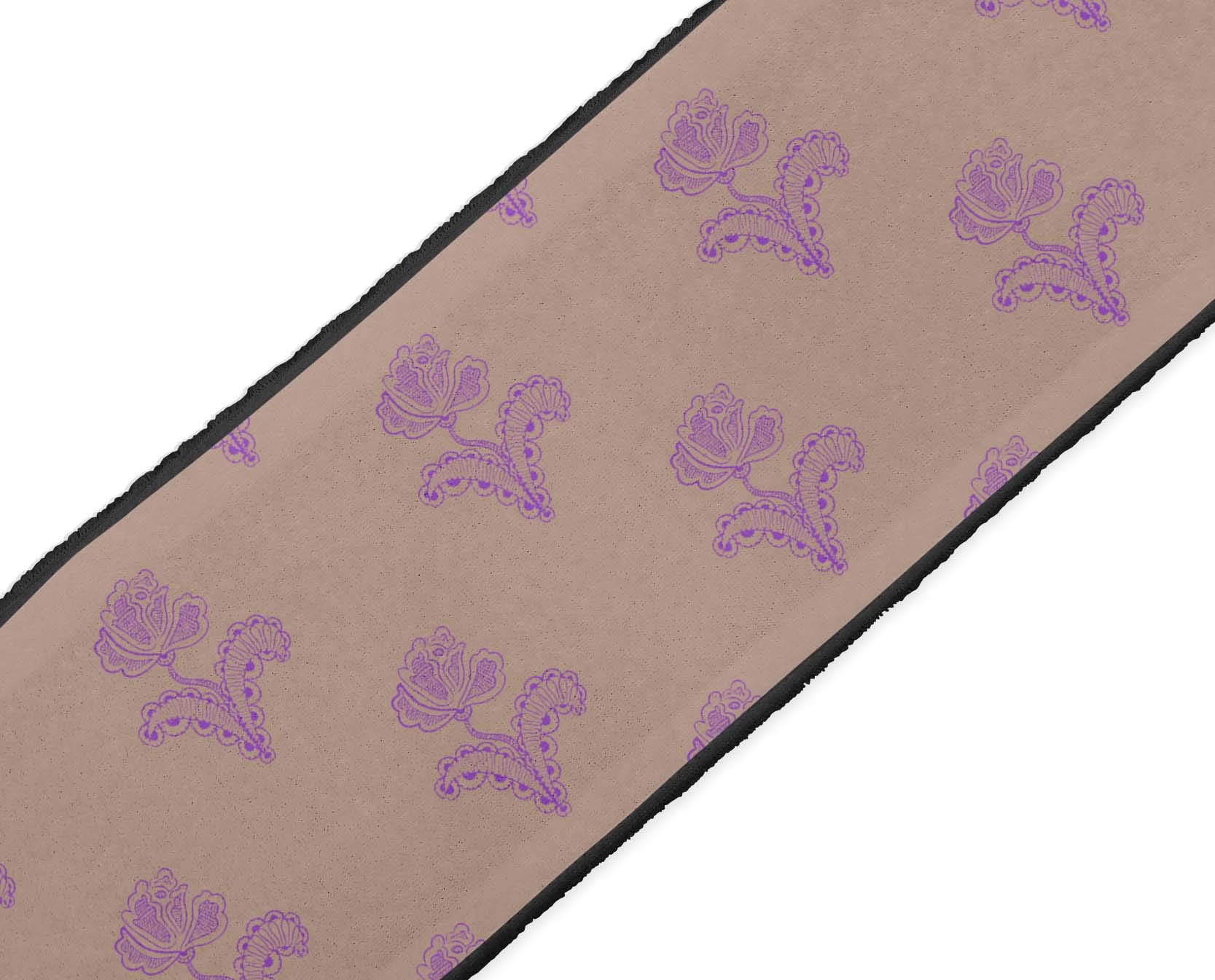 Indian Beautiful Art Purple Leaves & Floral Block Printed Dupion Fabric Ribbon Trim - 9 Yards, 3 Inches Wide for Sewing, Crafts, DIY Accessories | Perfect for Dressmaking, Home Decor, Gift Wrapping & Scrapbooking