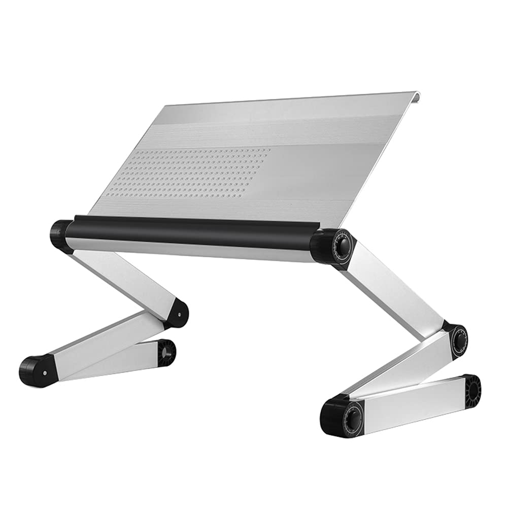 Portable & Adjustable Laptop Stand - Foldable Aluminum Laptop Desk with Cooling Ventilation - Ergonomic Black/Silver Laptop Holder for Home, Office & Travel Use