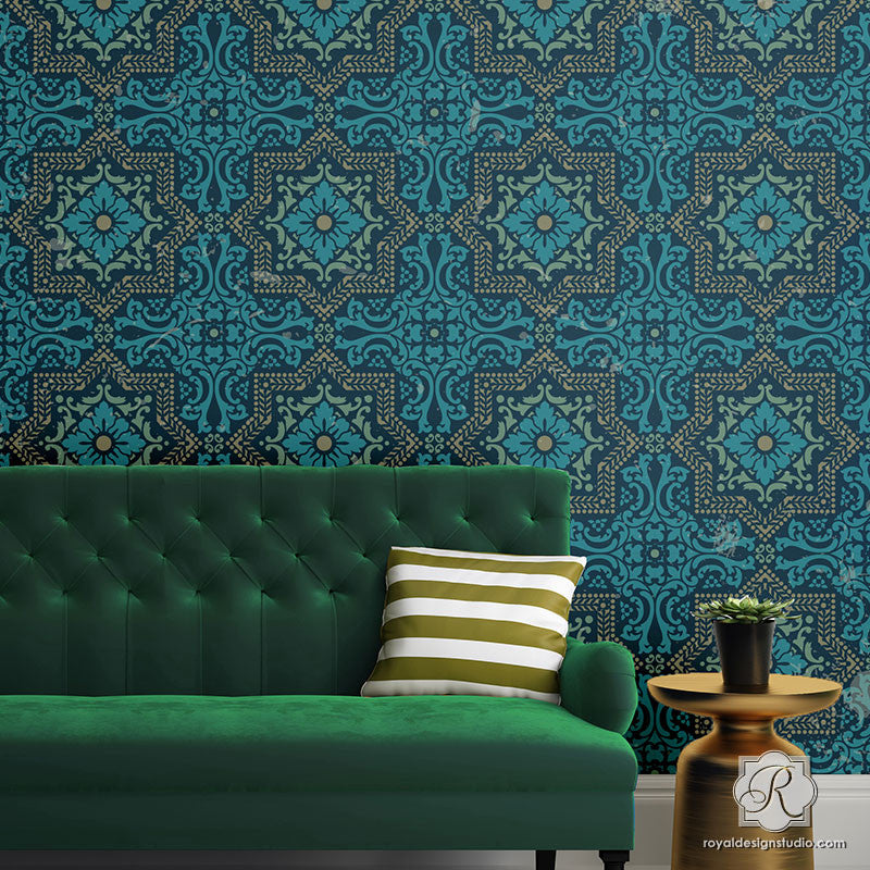 Lisboa Tile Stencil - Reusable DIY Ceramic Stencils for Home Decor, Wall Art & Craft Projects | Perfect for Bathroom, Kitchen Backsplash & Floor Tile Designs