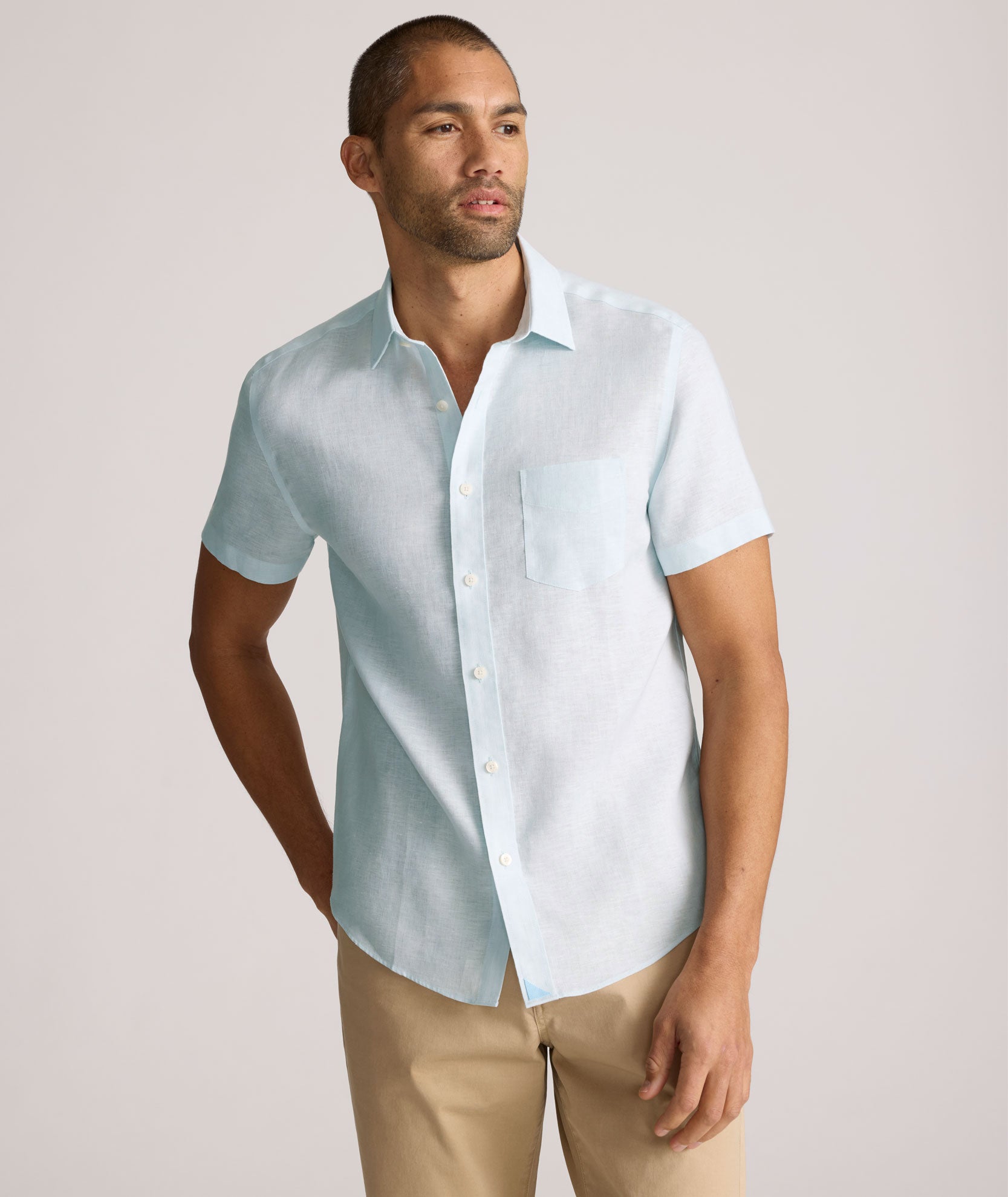 Wrinkle Resistant Linen Short Sleeve Cameron Shirt for Men - Breathable Summer Casual Wear for Office & Outdoor Activities