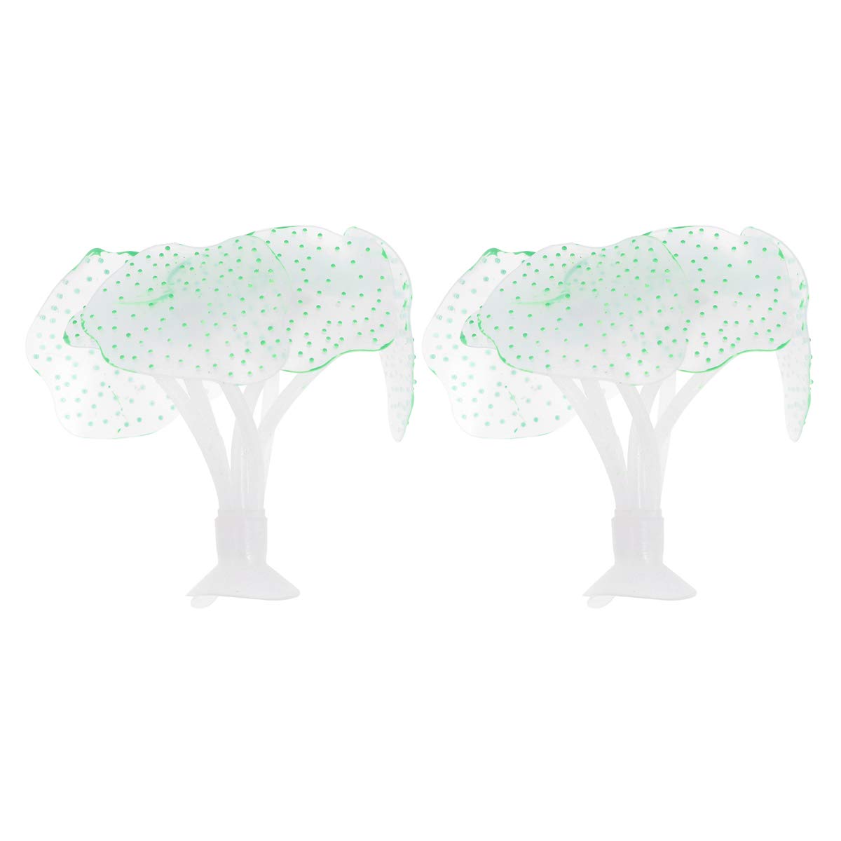 2pcs Artificial Aquarium Plants - Fluorescent Silicone Coral Decorations for Fish Tank, Green Water Plants for Aquascaping | Perfect for Freshwater & Saltwater Tanks, Home & Office Aquarium Decor