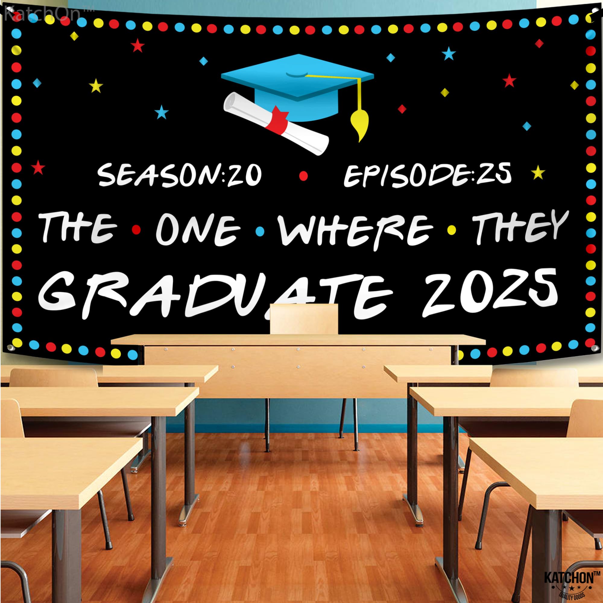 Friends Graduation Backdrop 2025 - Extra Large 72x44 Inch | Class of 2025 Graduation Banner & Decorations | Perfect for Graduation Parties, Photo Booths & School Events