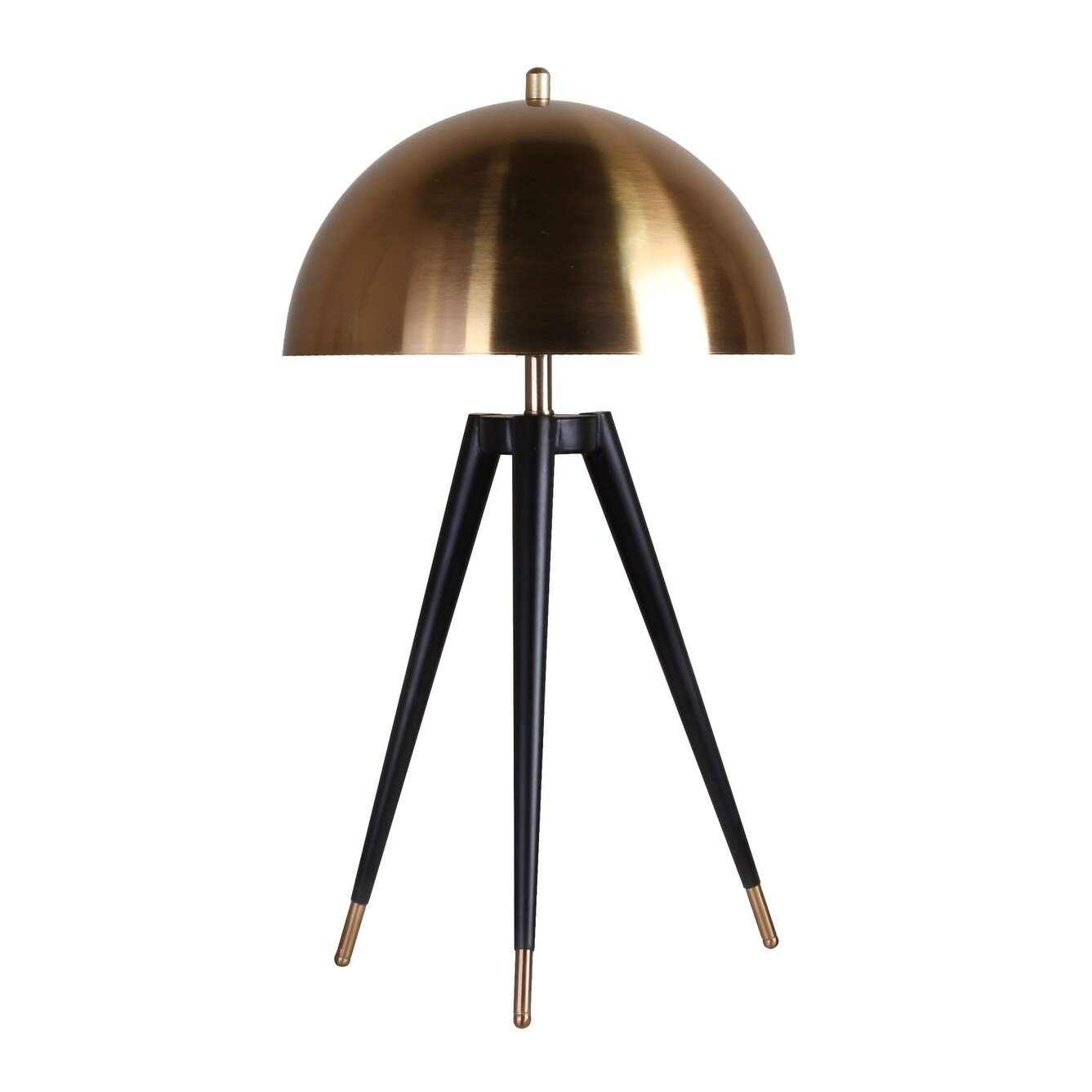 Modern Black Tripod Leg Table Lamp with Gold Metal Hardware & Fabric Shade - Elegant Desk Lighting for Living Room, Bedroom, or Office Decor