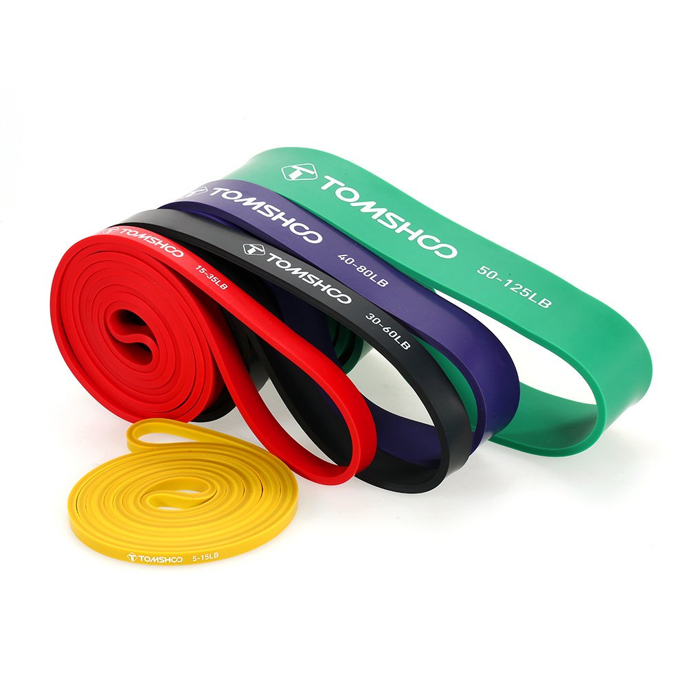 TOMSHOO Resistance Bands Set - 5-Piece Exercise Bands for Strength Training, Workout, Yoga & Physical Therapy | Perfect for Home Gym, Fitness, Pull Up Assistance & Rehabilitation (Men & Women)