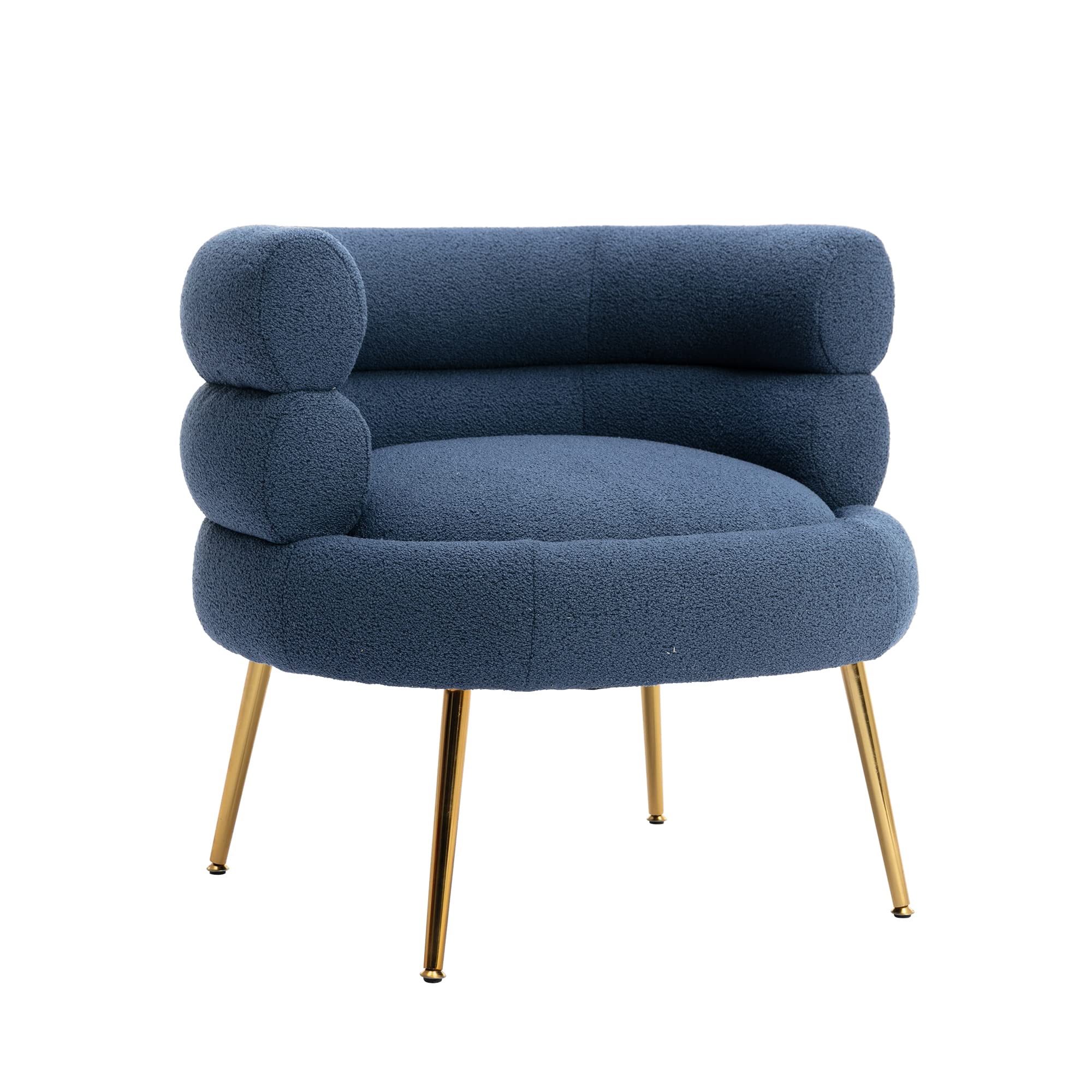 SSLine Modern Accent Barrel Chair - Solid Wood Upholstered Leisure Armchair with Adjustable Gold Metal Legs & Thick Padding - Guest Vanity Club Chair for Living Room, Bedroom, Home Office | Perfect for Reading Nooks, Dressing Areas & Lounge Spaces