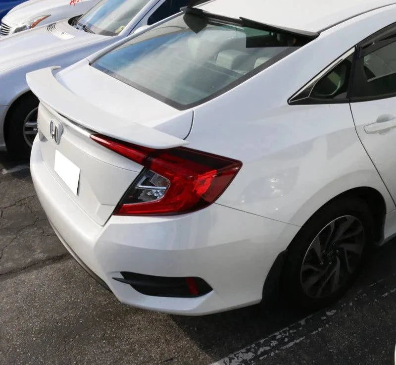 Rear Roof Spoiler for 2016-2021 Honda Civic Sedan - V Style Glossy Black PP Painted #NH731 Crystal Pearl Black - Enhances Aerodynamics & Sporty Look