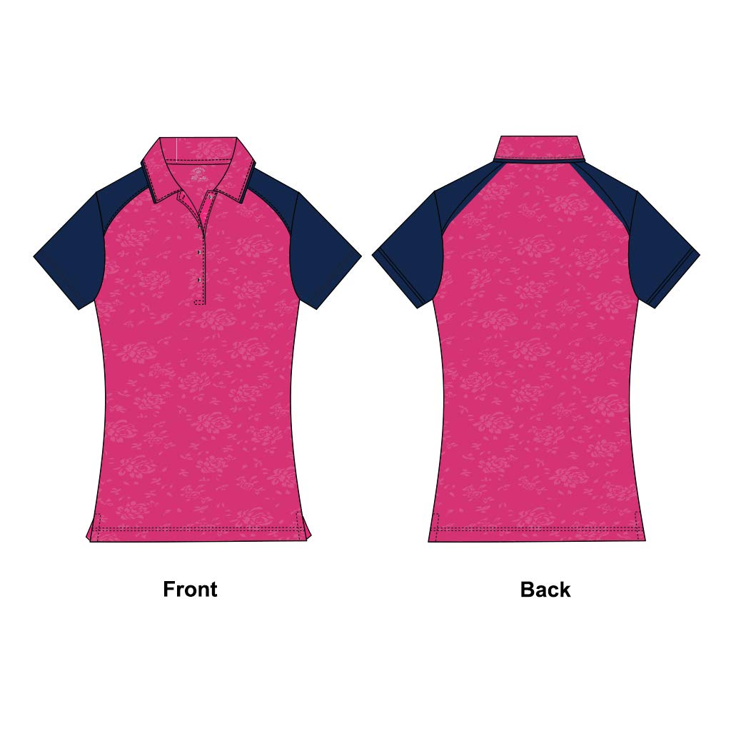 Monterey Club Women's Rose Embossed Contrast Polo Shirt #2446 - Stylish Casual Top for Golf, Work & Everyday Wear