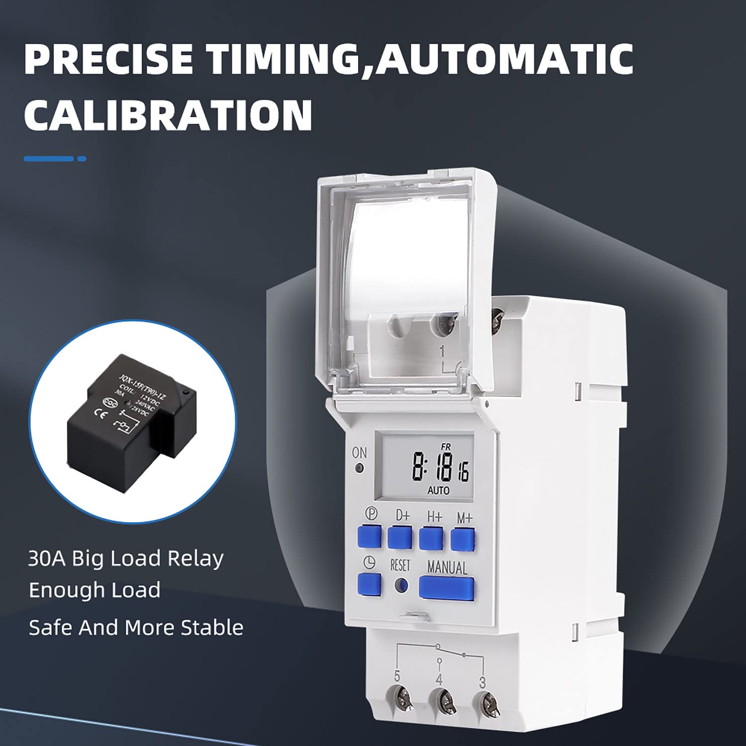 THC15A & THC30A Digital LCD Electronic Relay Timer - 7-Day Programmable DIN Rail Timer Switch, 230VAC - Perfect for Home Automation, HVAC Systems & Industrial Control