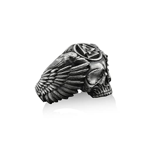 Handmade Sterling Silver Men's Ring with Masonic Skull Symbol - Gothic Freemason Jewelry for Men - Unique Mason Symbol Ring for Everyday Wear & Special Occasions