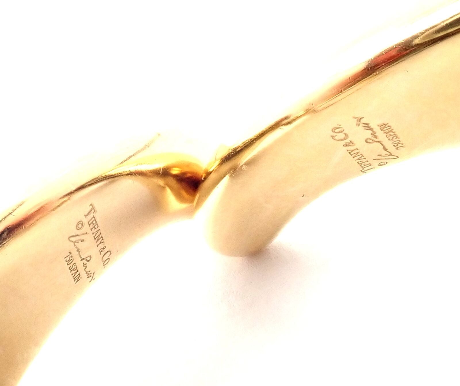 Authentic Tiffany & Co Elsa Peretti 18k Yellow Gold Extra Large Bean Earrings for Women - Luxury Jewelry Gift for Anniversary, Birthday & Special Occasions