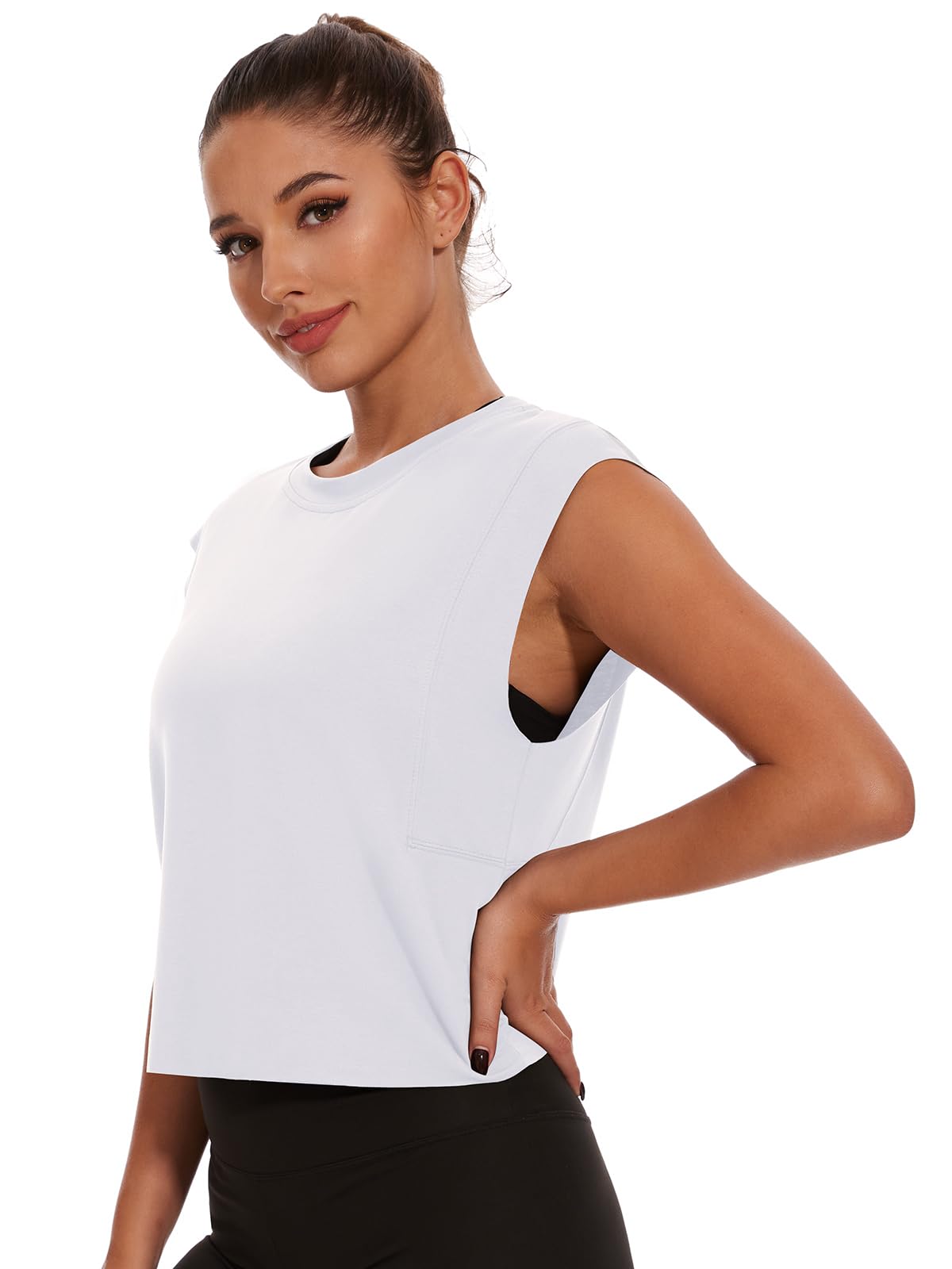 Women's Oversized Workout Crop Tank Top - Loose Sleeveless Summer Activewear Yoga Gym Tee - Y2K Style for Running, Fitness & Casual Streetwear