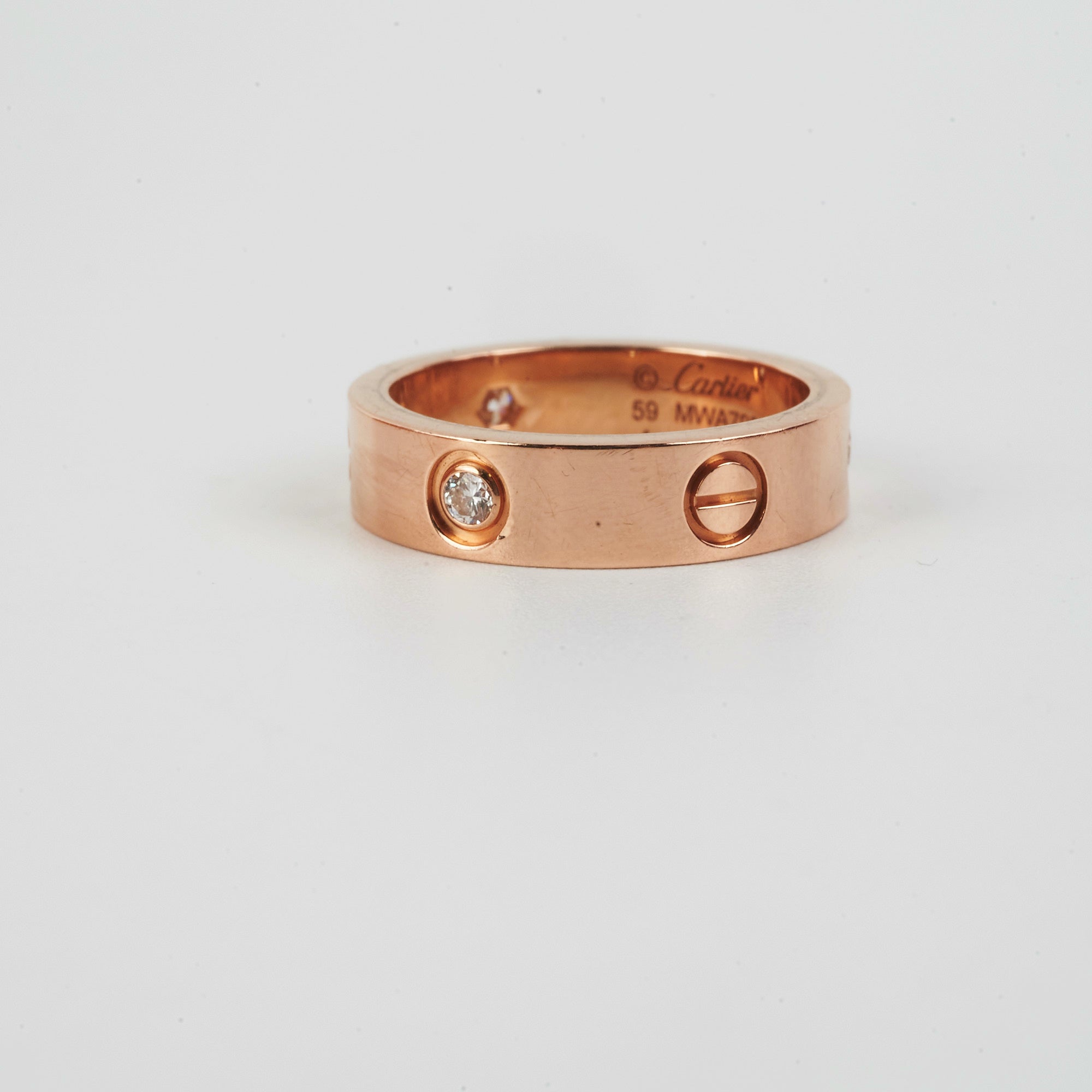 Cartier Love Ring 18K Rose Gold with 3 Diamonds - Size 59 Wedding Band, Anniversary Gift for Her, Romantic Jewelry for Couples