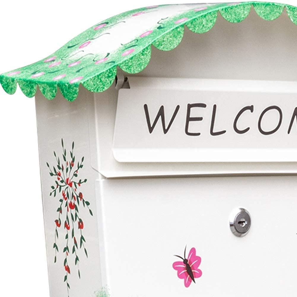 Rustic Painted Lockable Letter Box - Waterproof Mailbox for Post Office, Home & Garden - Perfect for Secure Parcel Delivery & Romantic Proposal Surprises