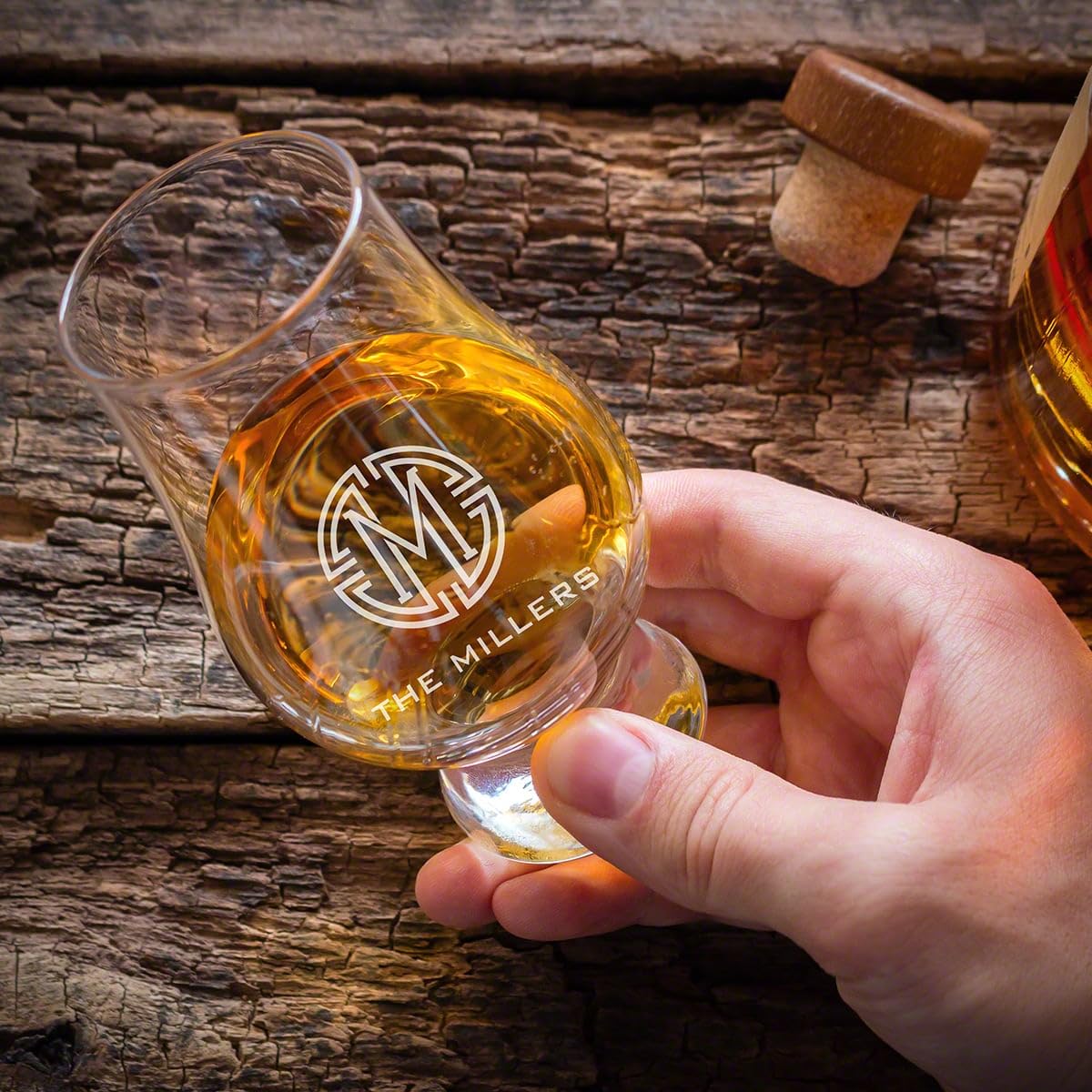 Personalized Engraved Glencairn Whiskey Glasses Set of 4 - Custom Monogrammed Crystal Scotch Tasting Glasses for Bourbon, Whisky & Liquor - Perfect Gift for Men, Anniversary & Home Bar Decor