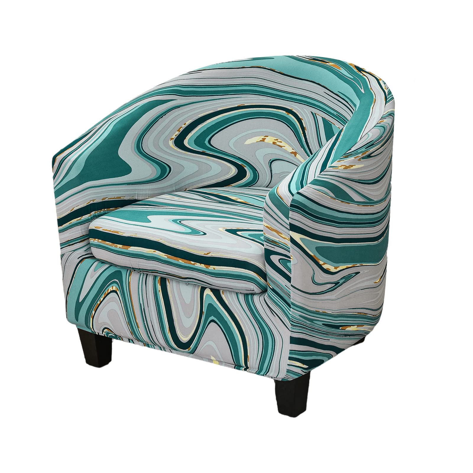 KRFOONN 2-Piece Stretch Printed Round Barrel Chair Slipcover - Elastic Bottom Removable Tub Chair Cover, Furniture Protector for Living Room, Bedroom & Office (Color22) - Perfect for Home Decor & Pet Protection