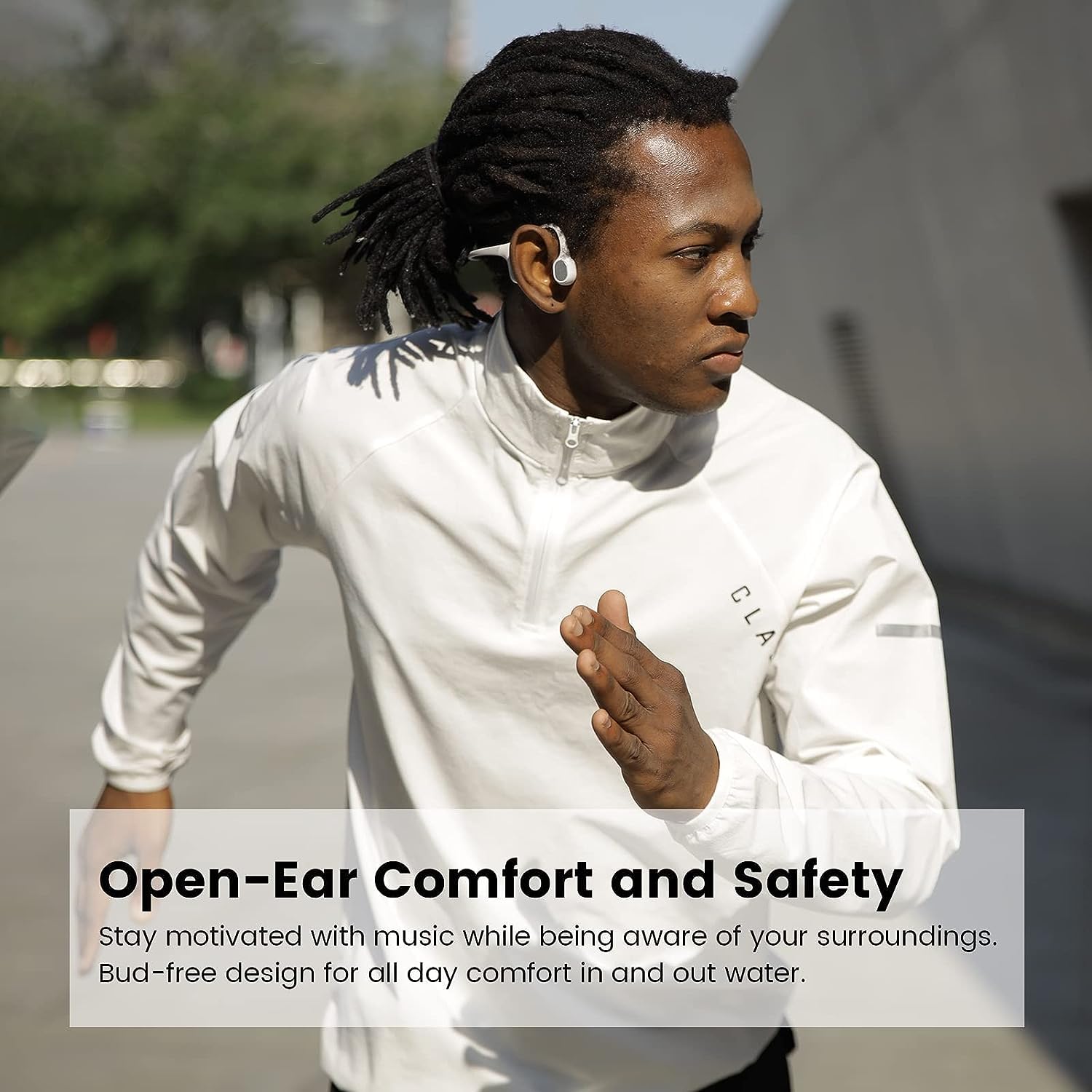 Run Plus Bone Conduction Headphones - Open-Ear Bluetooth 5.0 Wireless Headset with 32GB MP3 Player | IP68 Waterproof for Swimming & Sports | Deep Bass & Secure Fit | Ideal for Running, Gym, Workouts & Daily Use | Perfect for Commuting, Travel & Outdoor Activities | Black