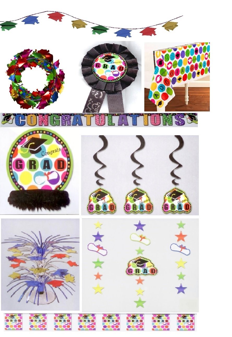 13-Piece Graduation Party Decorations Set - Balloons, Banners & More for High School & College Graduation Celebrations