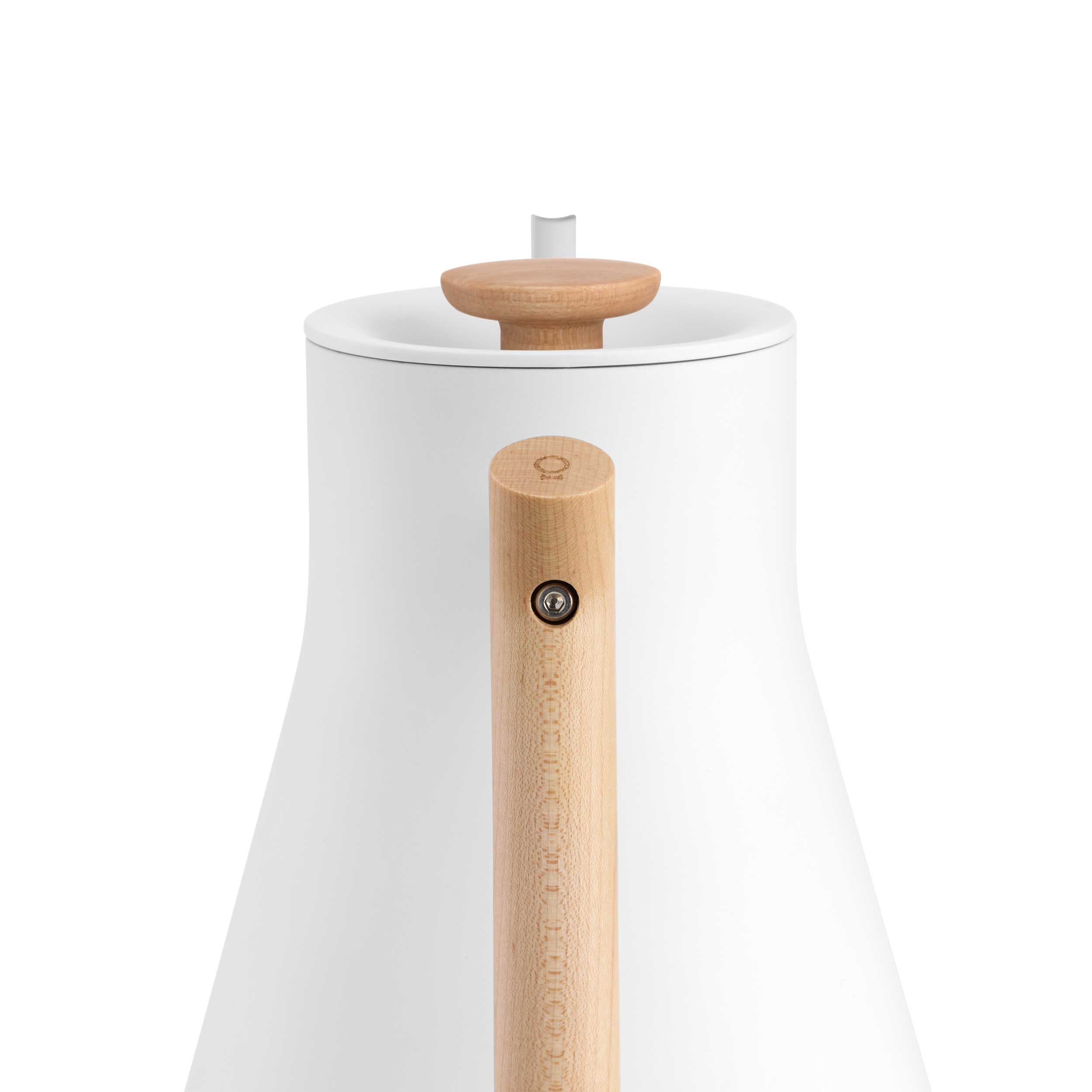 Fellow Stagg EKG Pro Electric Gooseneck Kettle - Matte White with Maple Wood Handle | Precision Pour-over Coffee & Tea Brewer for Home Baristas & Tea Enthusiasts