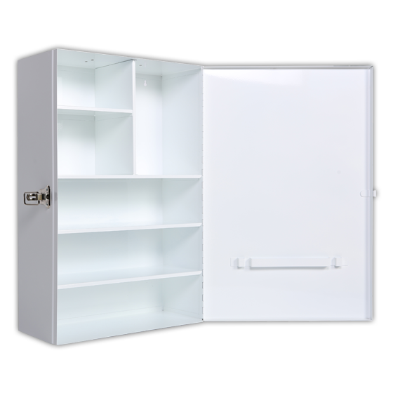 Large Metal First Aid Cabinet - Wall Mounted Emergency Medical Supply Storage for Home, Office, and Workshop Safety