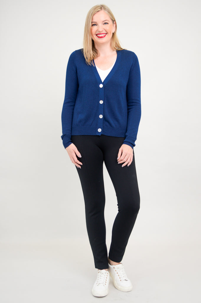 Jessica Sweater Women's Indigo Blue Bamboo Cotton Blend Knit Top - Soft & Breathable for Casual Wear, Office & Fall Outfits