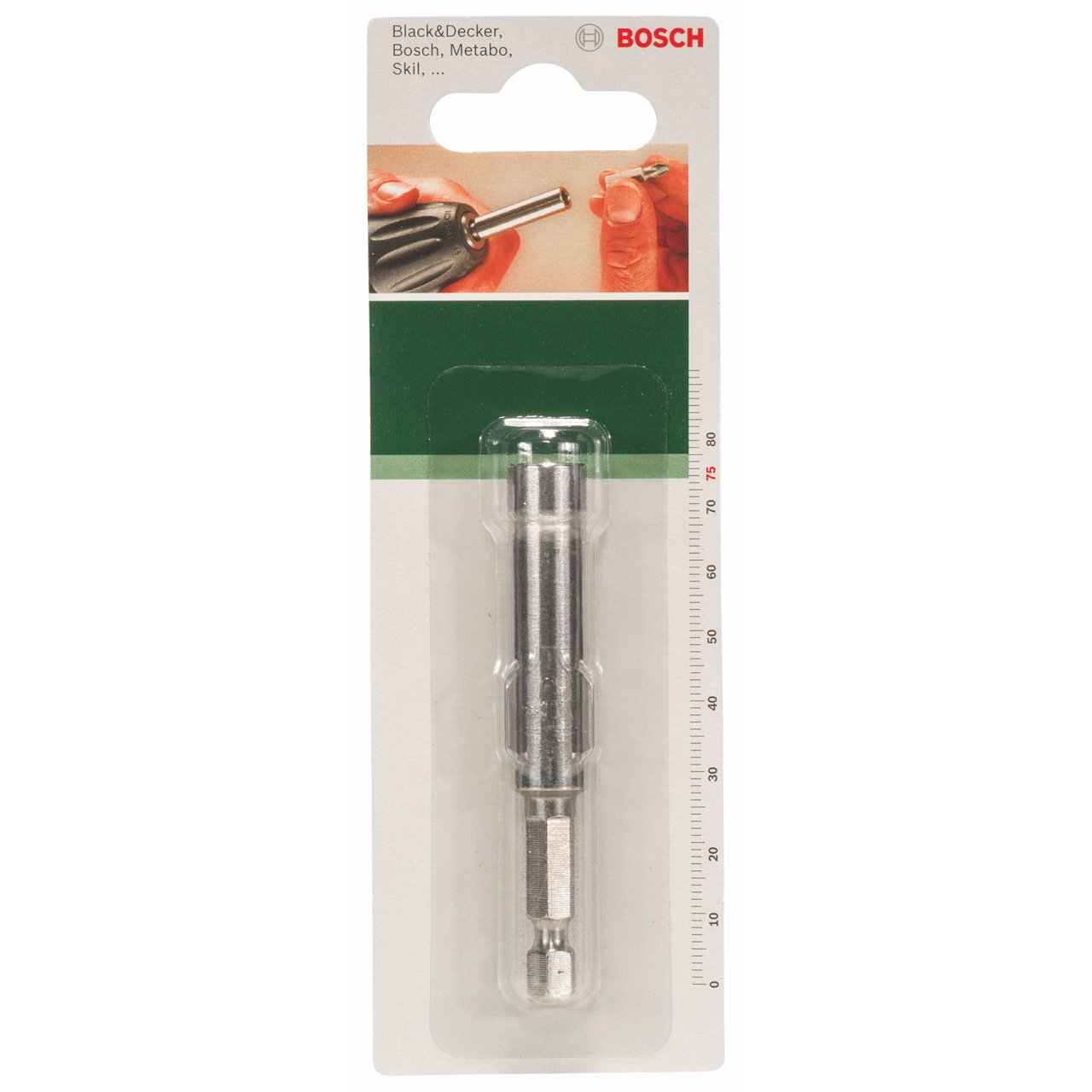 Bosch 2609255901 75mm Universal Bit Holder with Permanent Magnet & Spring Ring - Ideal for DIY Projects & Professional Toolkits