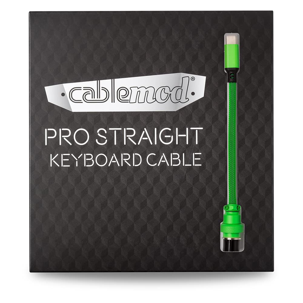 CableMod Pro Straight Keyboard Cable - USB A to USB Type C (Viper Green, 150cm/5ft) | Premium Braided USB Cable for Mechanical Keyboards, Gaming Setup & Office Workstation