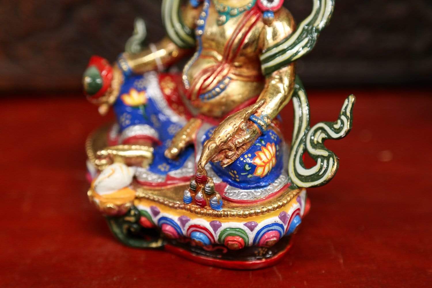 Hand Painted Jambhala Statue - Tibetan Buddhist Wealth Deity Figurine for Home Altar & Meditation | Perfect for Spiritual Decor, Feng Shui & Gift Giving